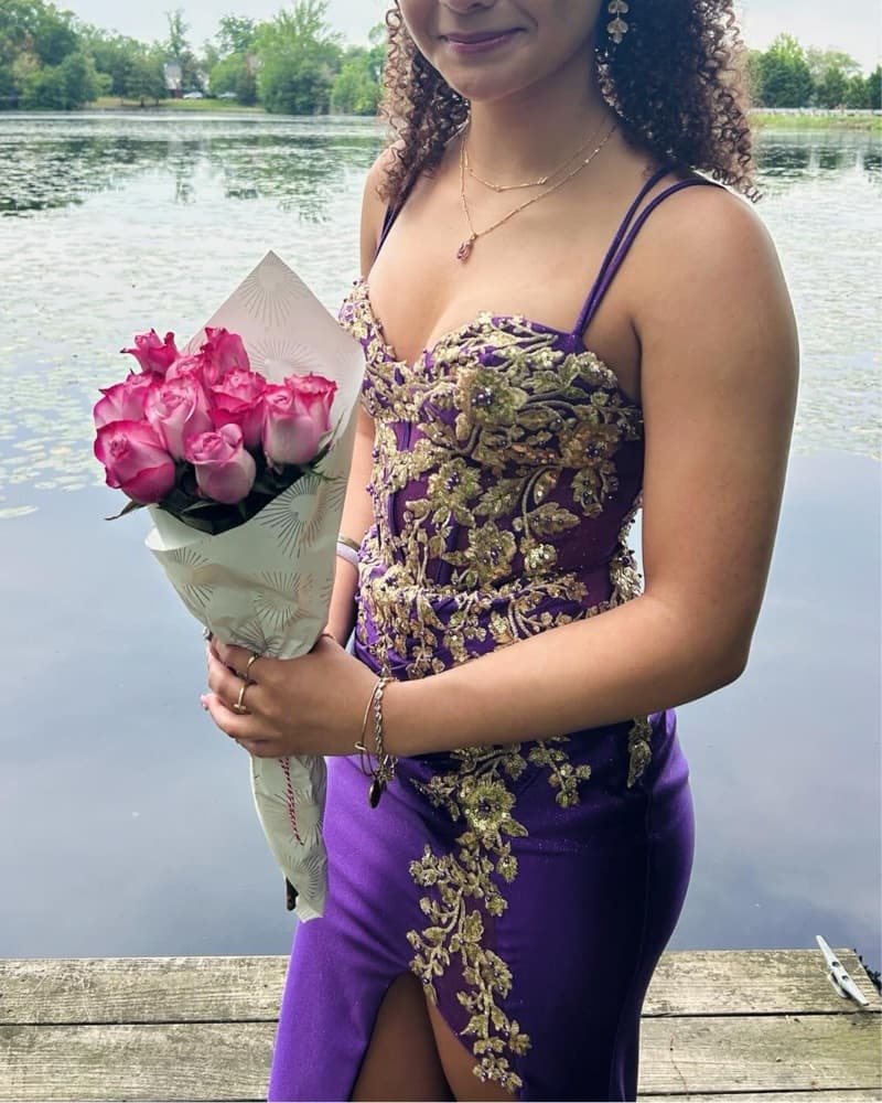 💜 Purple Bejeweled Prom Dress Rental 💜 - Image 1