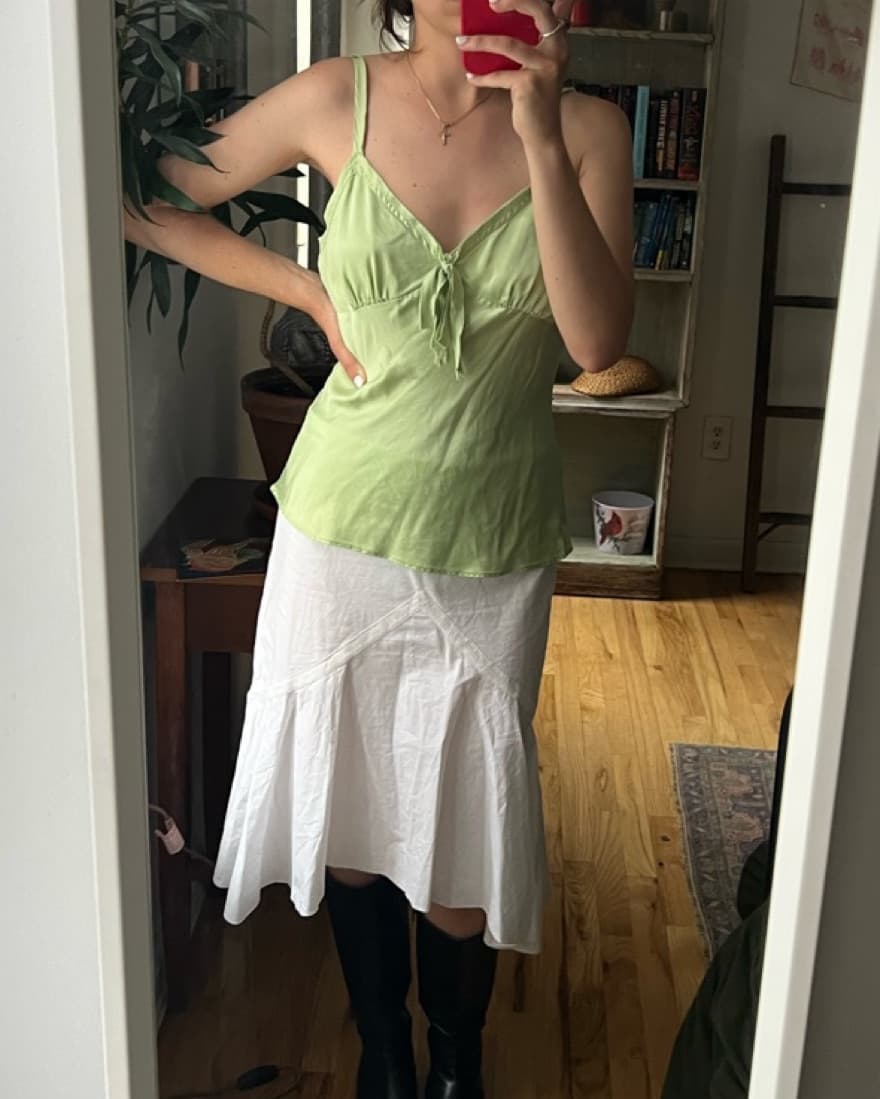 Vintage Green Silk Top - Image 1
