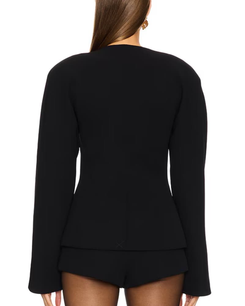 Chic Black Bell-Sleeve Blazer - Image 3