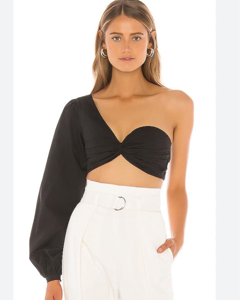 Sleek One-Shoulder Crop Top - Image 1