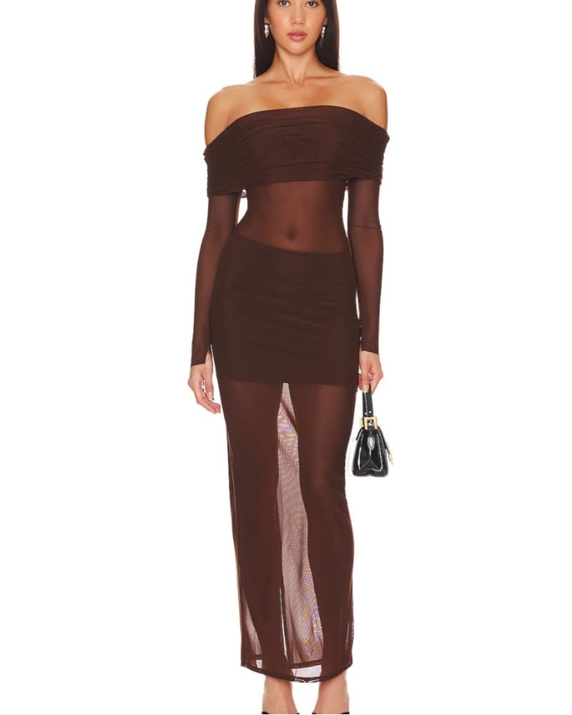 Long Brown Dress Revolve - Image 3