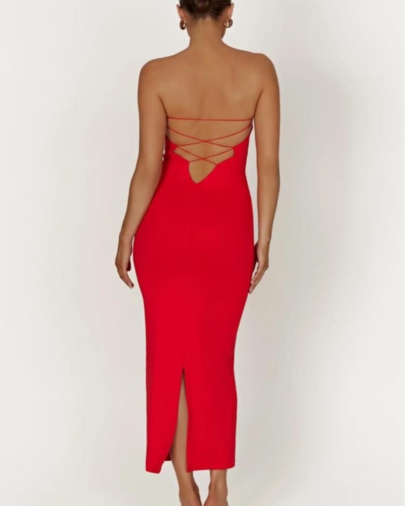 Meshki Red Vivian Strapless Dress - Image 2