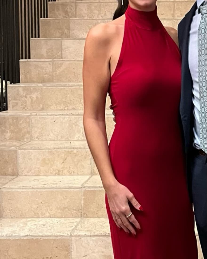 Norma Kamali Halter Turtleneck Slit Gown - Image 4