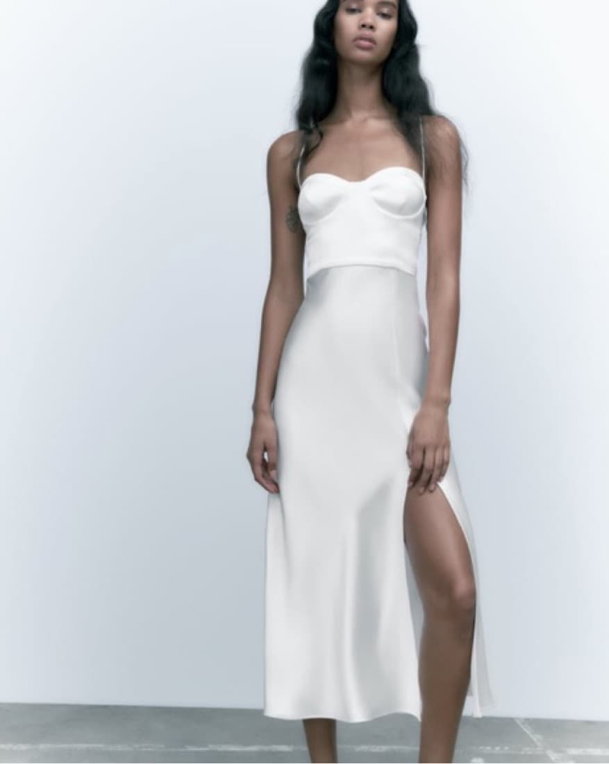Zara White Satin Corset Dress - Image 1