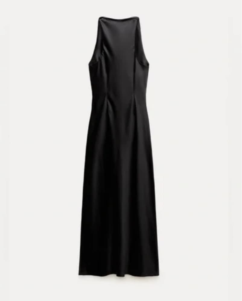 Zara black satin effect midi dress - Image 2