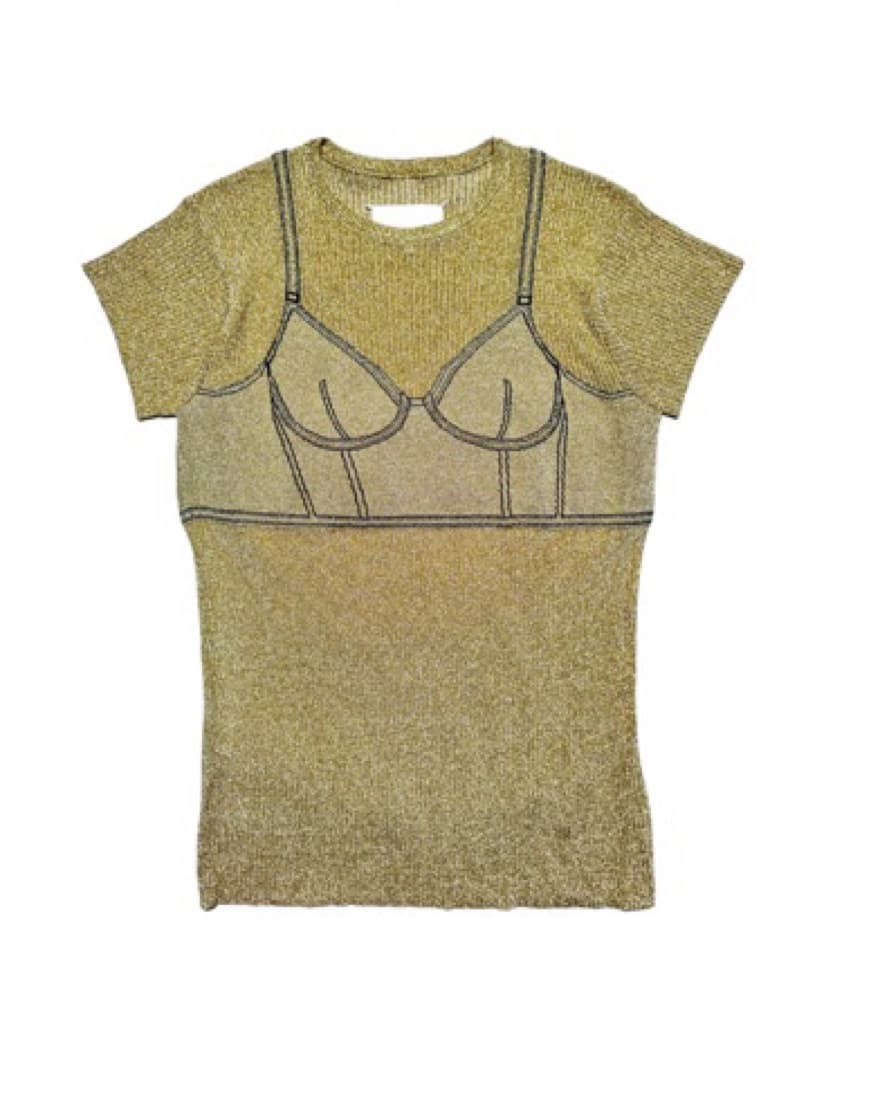 trompe l’oeil ribbed glitter bra top - Image 1