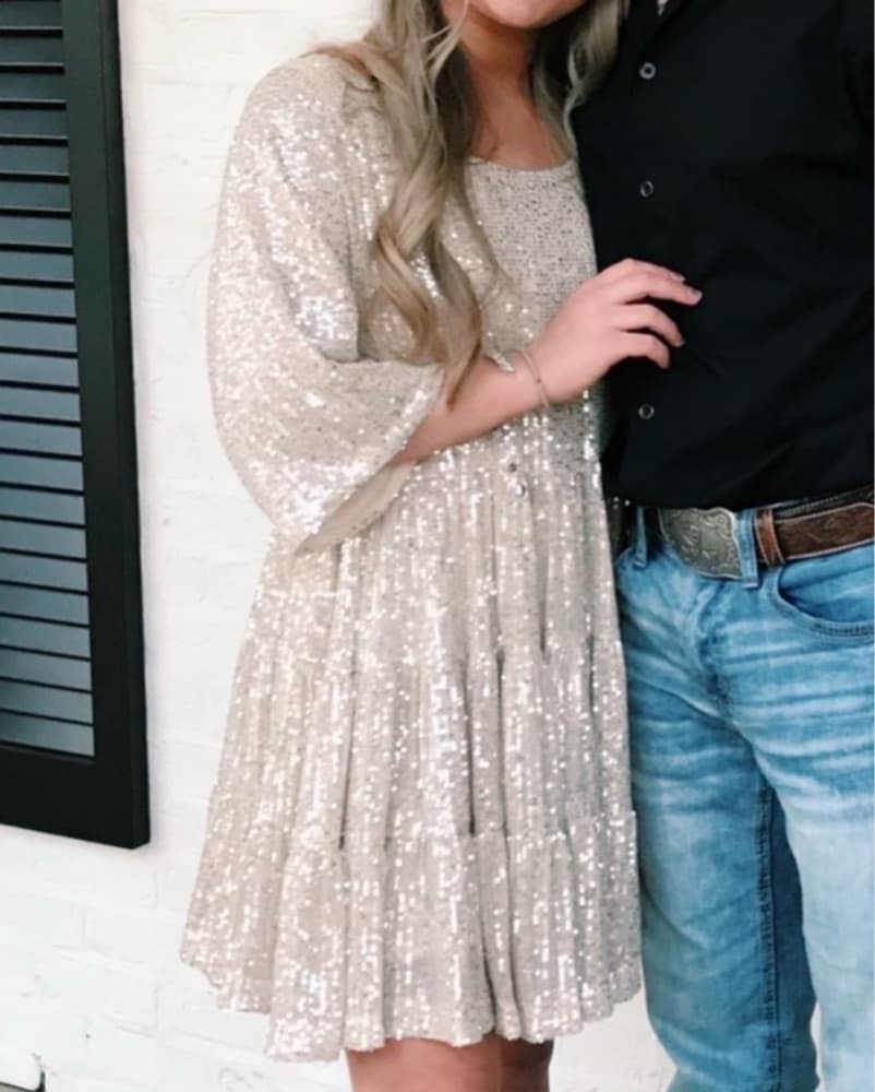 SIMPLY BEAMING SEQUIN BABYDOLL DRESS - Image 3