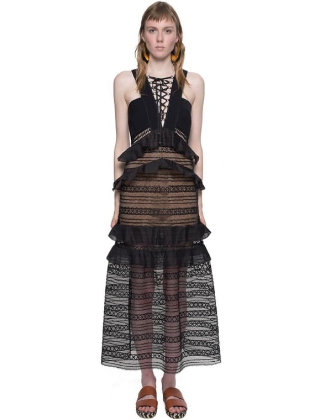 Self Portrait Black Lace-Up Party Dress - Image 1
