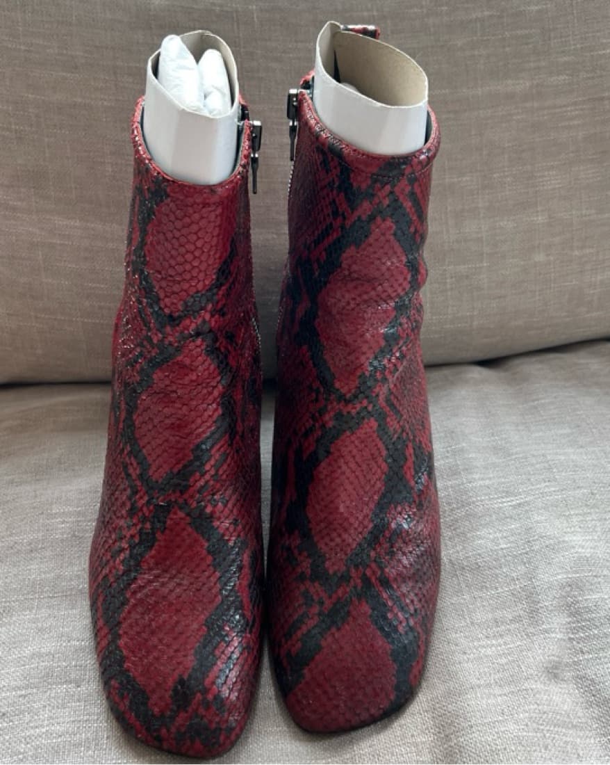 Rag & Bone Red Snakeskin  Booties - Image 4