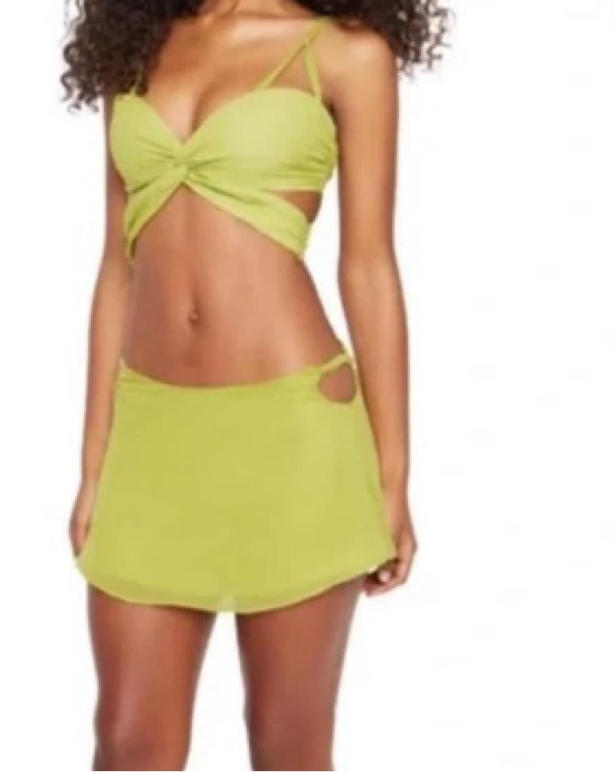 Danielle guizio Mini Skirt In Lime Green - Image 4