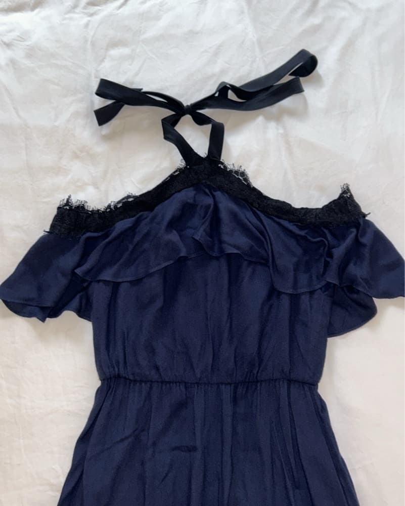 Alice & Olivia Blue Lace Trim Maxi Dress - Image 4