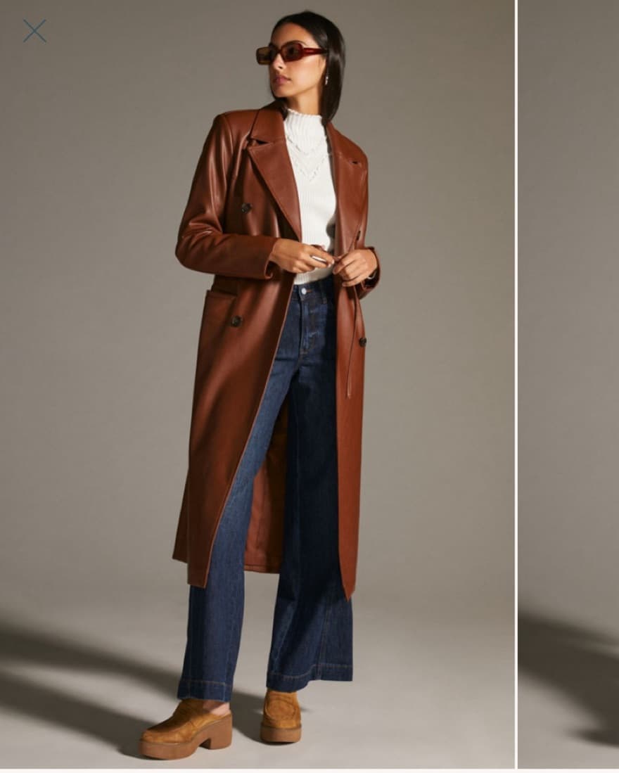 Reese Vegan Leather Brown Trenchcoat - Image 1