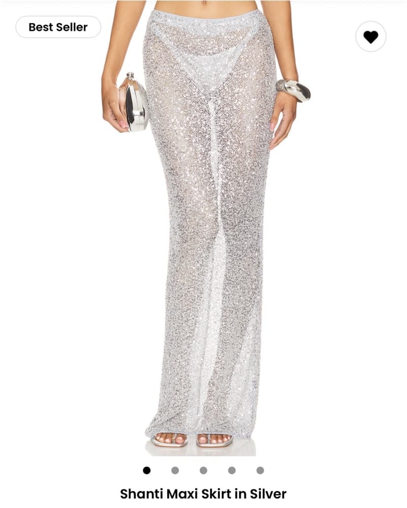 NBD Silver Sequin Maxi Skirt - Image 2