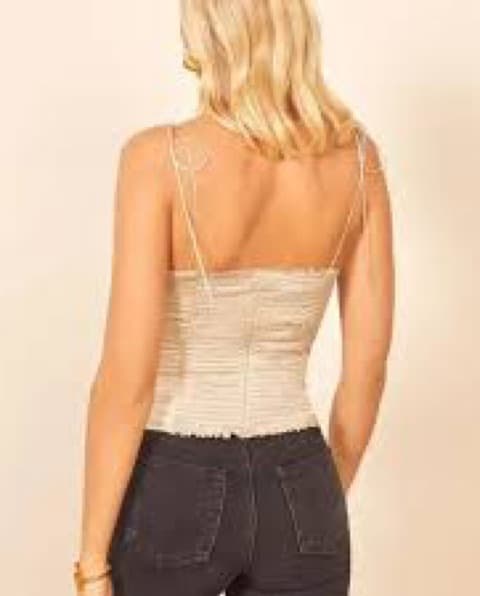 Reformation Gold Silk Top - Image 2