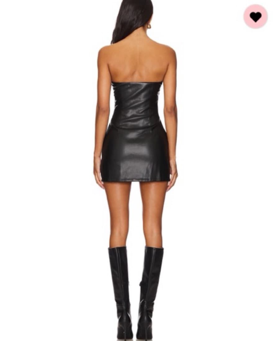 Revolve Black Leather Belted Mini Dress - Image 3