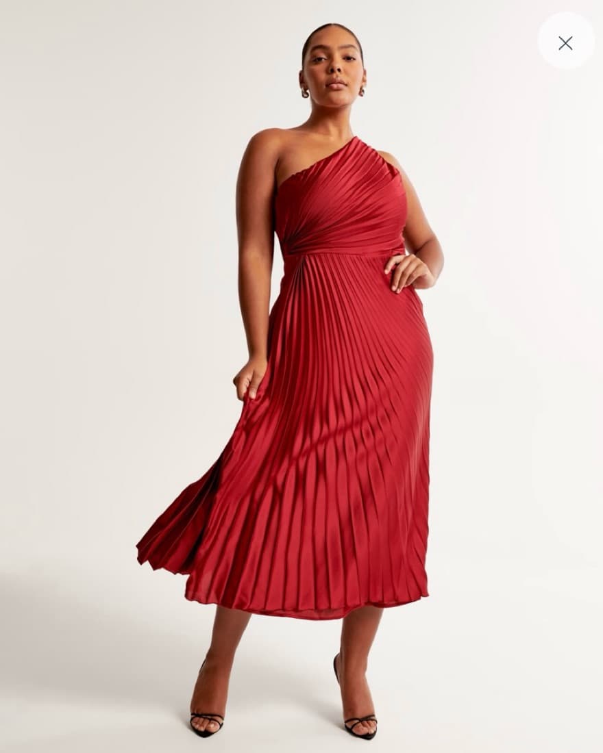 Red Pleated Dress - Image 1