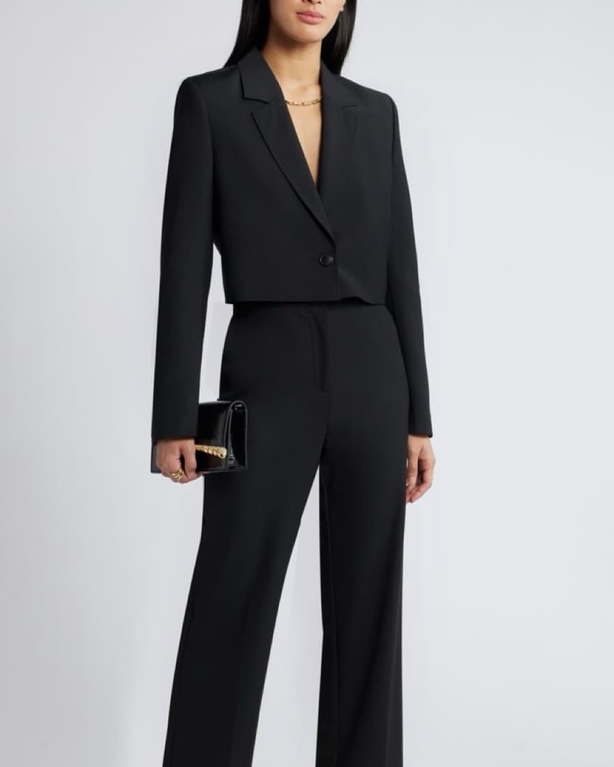 Nordstrom Black Crop Wool Blend Blazer - Image 4