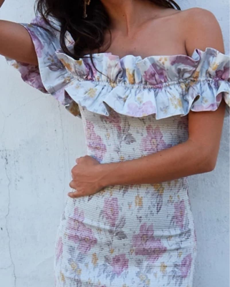 Floral Ruffle Off-Shoulder Midi Dress - Image 3