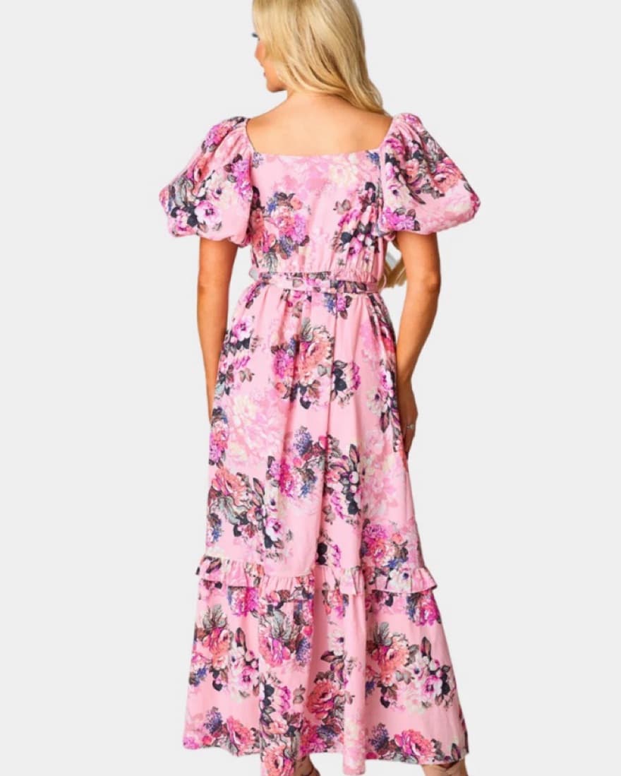 Pink Puff Sleeve Dress - Image 2