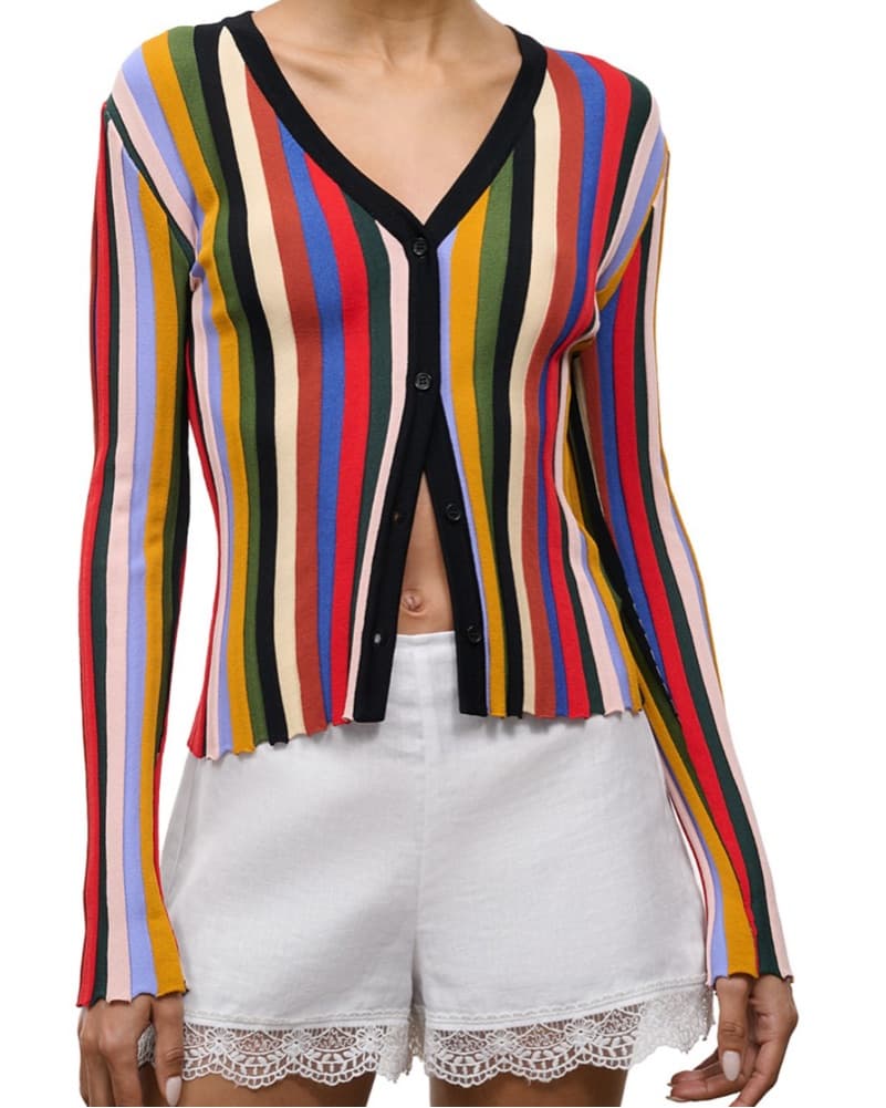 STAUD Ezra Striped Cardigen  - Image 1