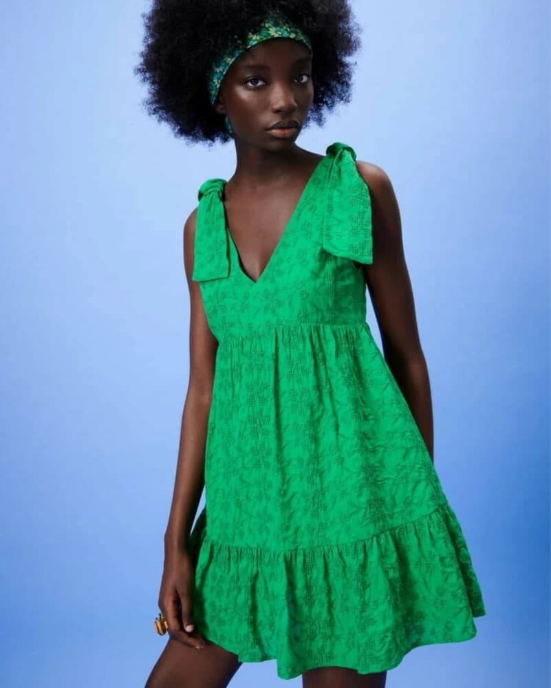 Zara Emboidered Green Mini Dress/romper - Image 1