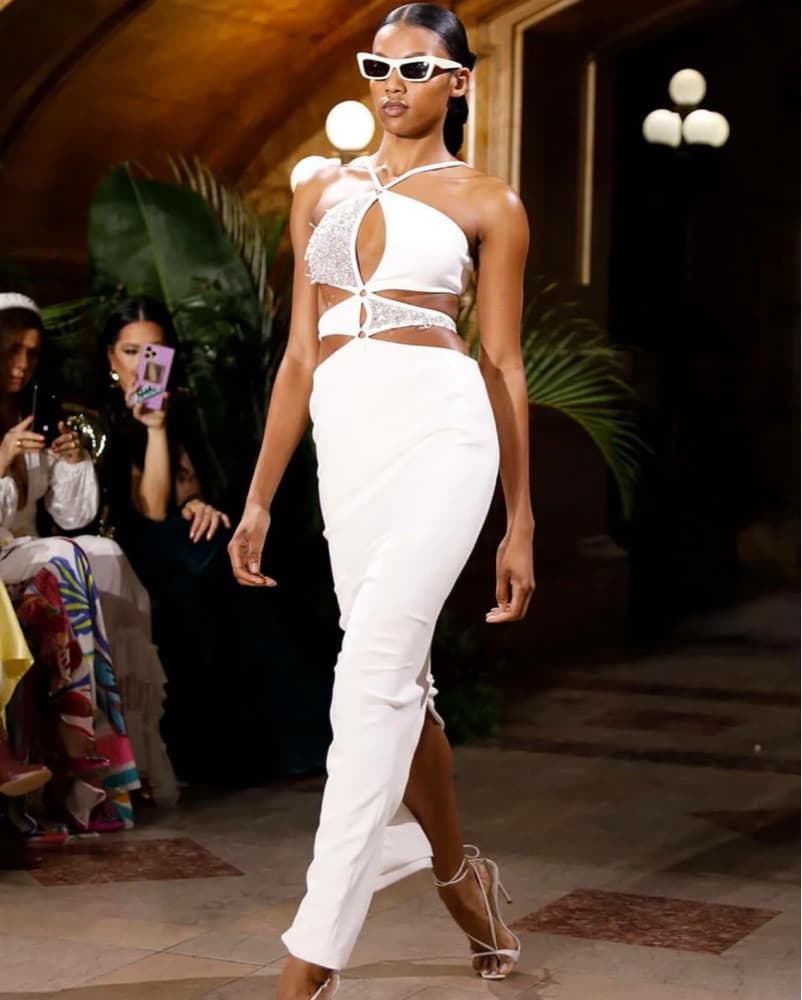 Patbo White Asterix Beaded Maxi Dress XS - Image 6