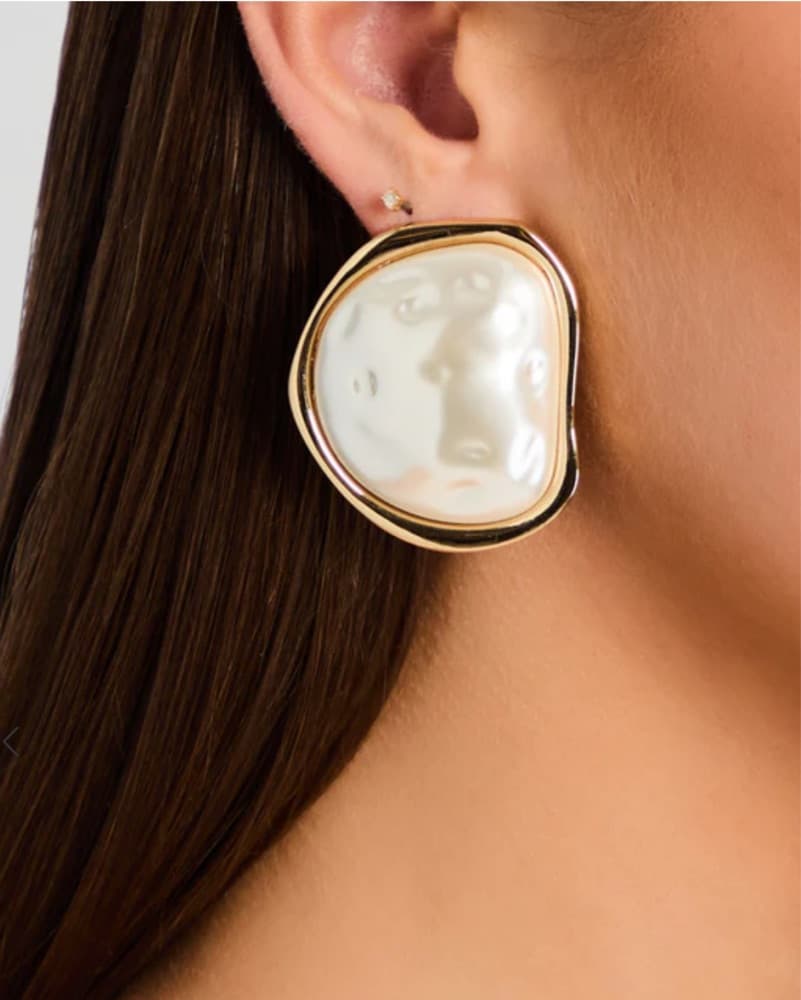 Retrofete Earrings - Pearl, Gold - Image 1