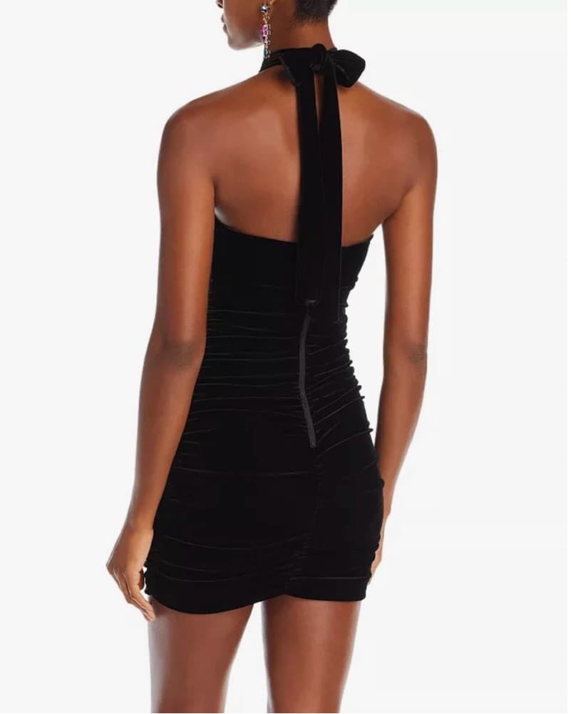 Black Bardot Womens Inara Velour Mini Dr - Image 3