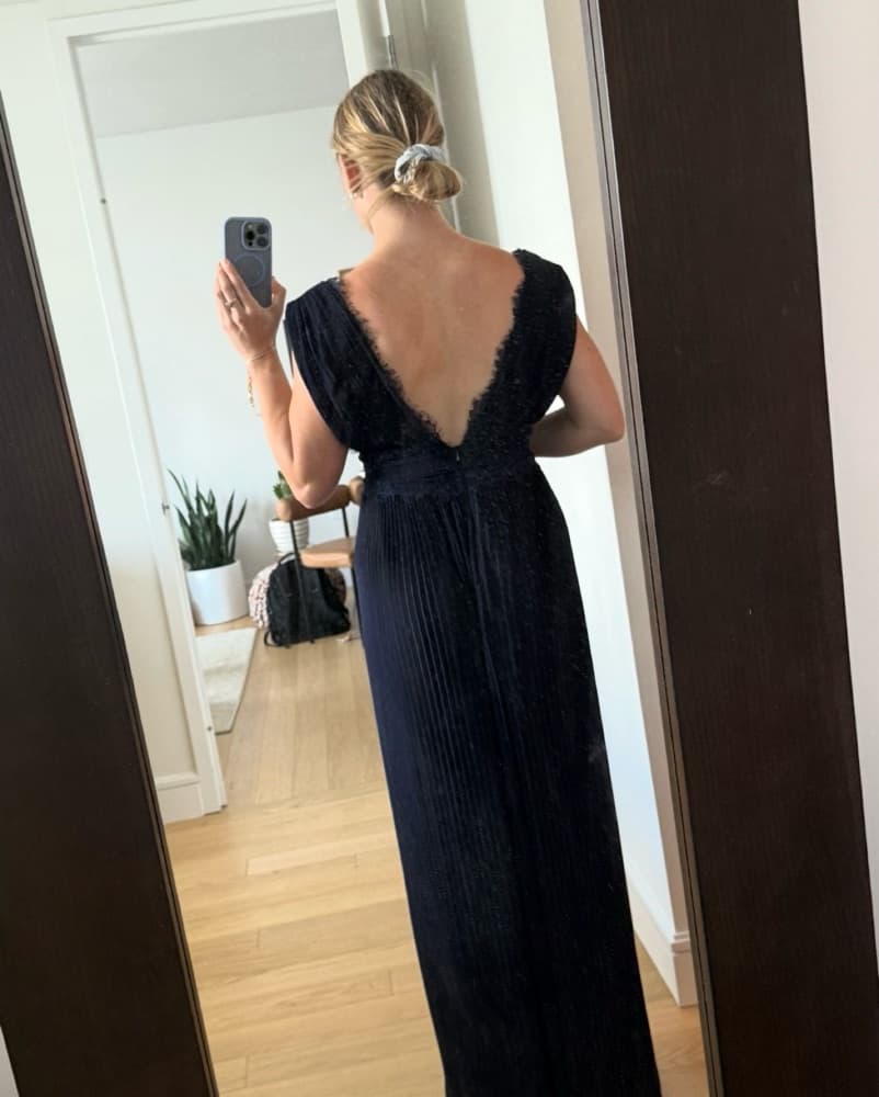 Navy Low Cut Gown - Image 2