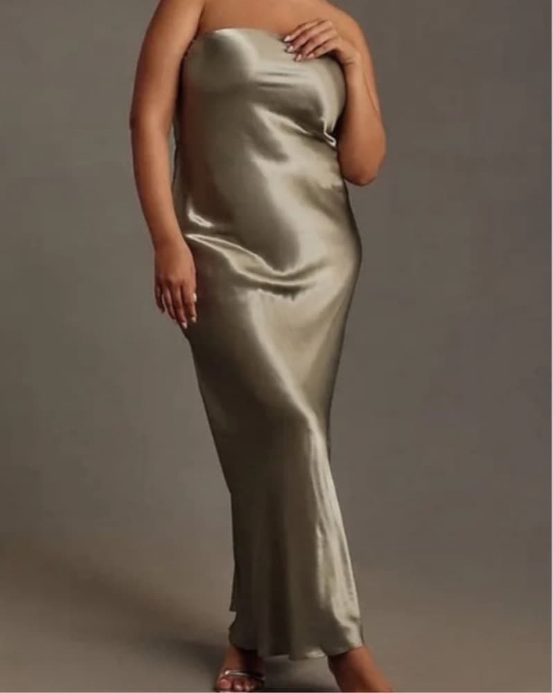 Anthropologie Sage Satin Dress - Image 3