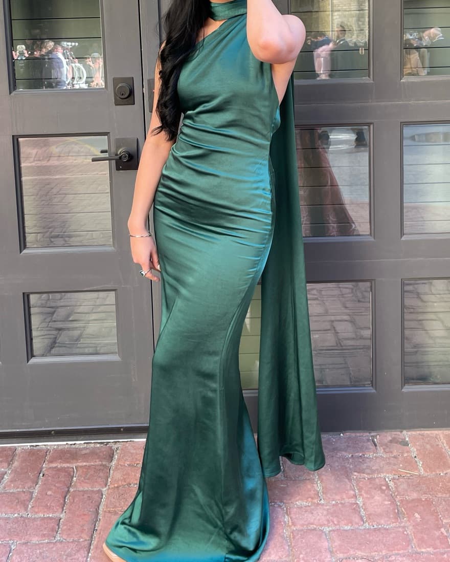 Wedding Guest Emerald Green Gown - Image 2