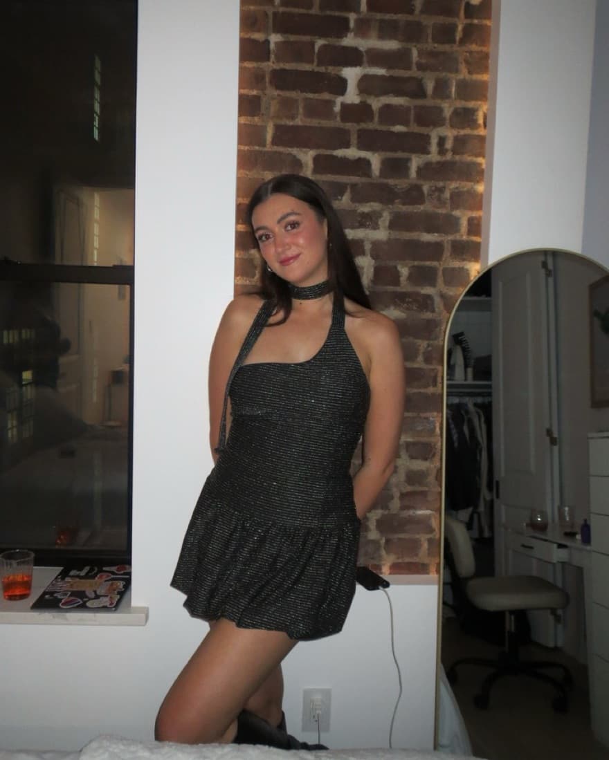 Black And Silver Dress With Neck Scarf  - Image 2