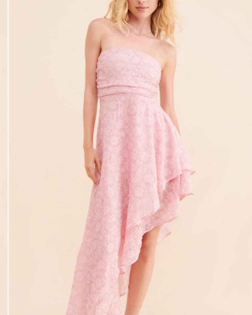 Strapeless High-Low Jacquard Dress  - Image 1
