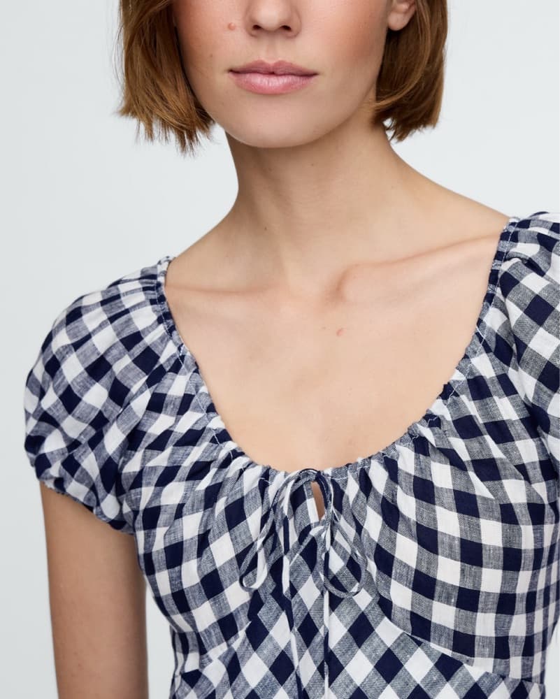 GAP x DÔEN 100% Linen Gingham Midi Dress - Image 3