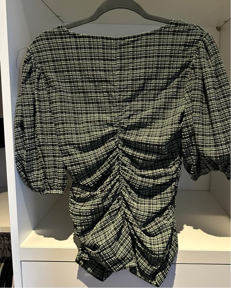 GANNI Ruched checked seersucker top - Image 6