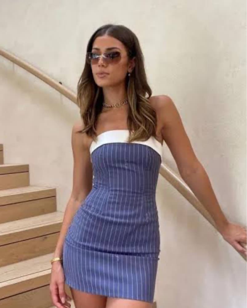 With Jeán Striped Corset  Dress - Image 1