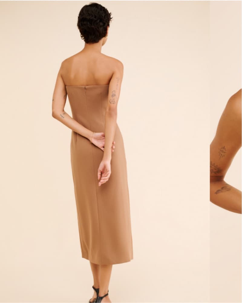 Azra Twill Strapless Midi Dress - Image 2