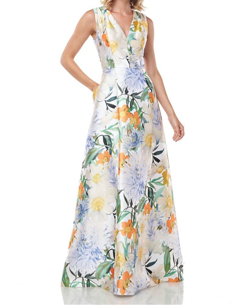 Kay Unger Long Floral Irene Dress - Image 4