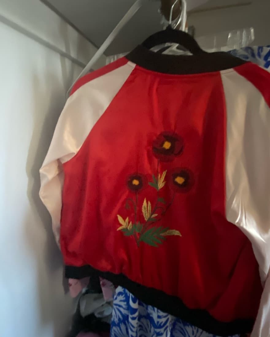 Red Letterman Style Jacket - Image 1