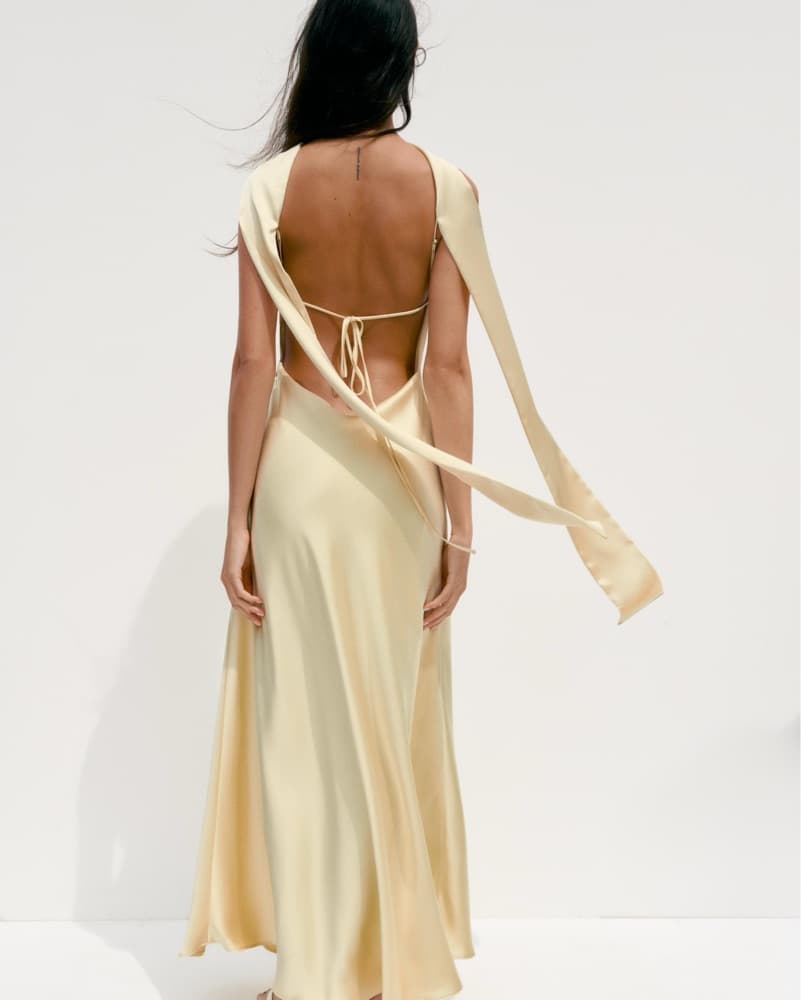 yellow slip dress with removable scarf  - Image 4