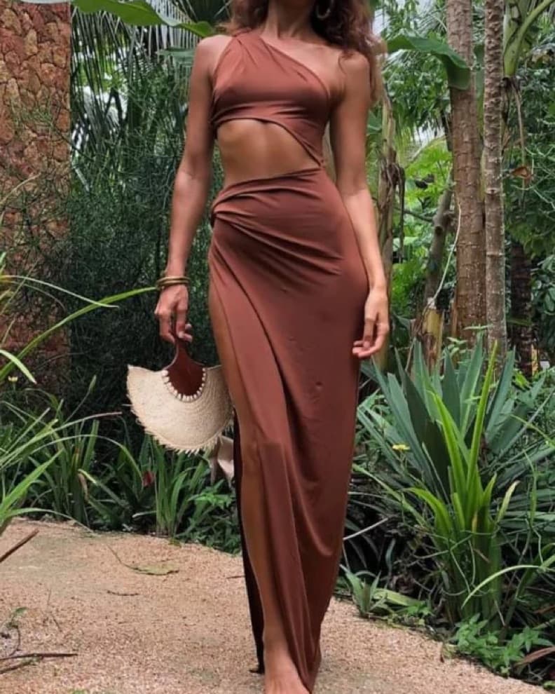 Rat & Boa Isamaya Maxi Brown Dress - Image 3