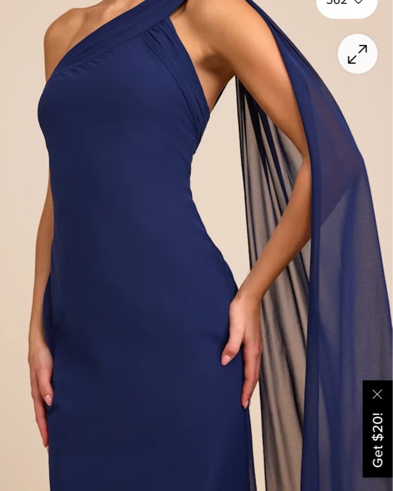 Lulus Navy One-Shoulder Maxi Dress - Image 2