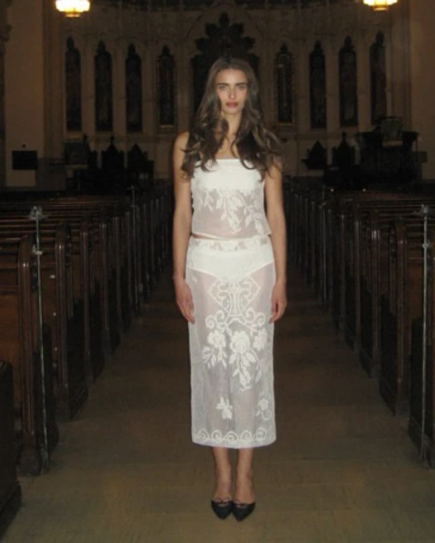 With Jean white lace skirt - Image 2