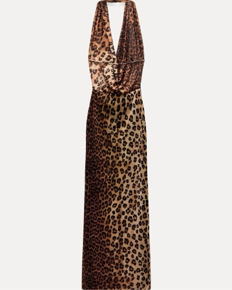 Zara Animal Print Halter Maxi Dress - Image 2