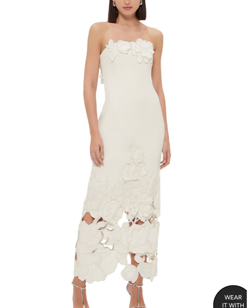 Leo Lin White Floral Applique Dress - Image 2
