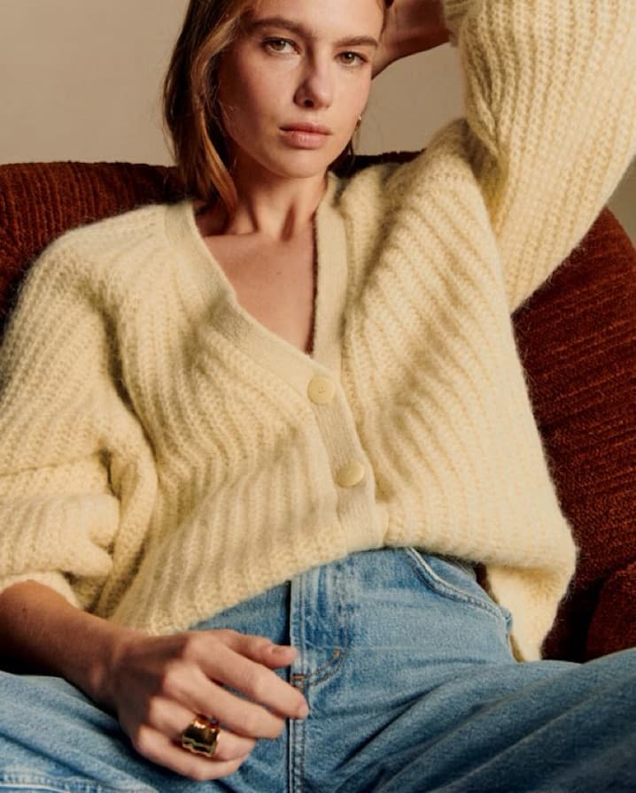 Sezane Pastel yellow cardigan - Image 1