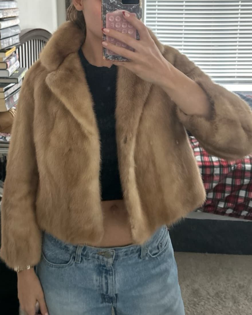 Cropped Real Mink Fur Jacket - Image 2