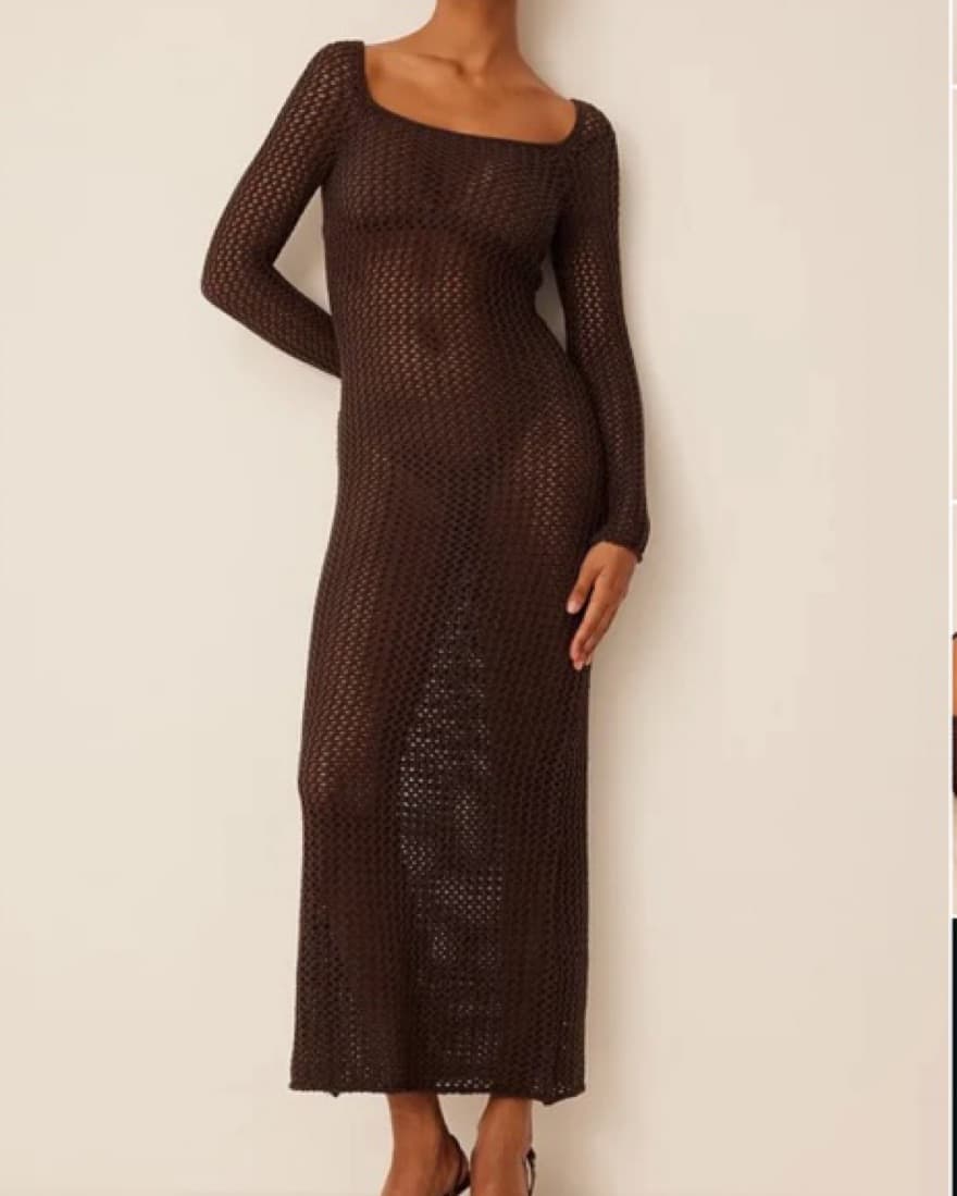 Brown Crochet Dress - Image 5