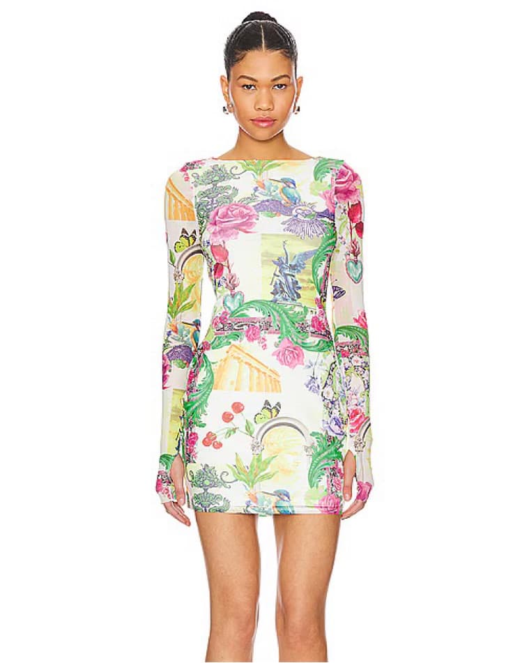 Vibrant Floral Backless Mini Dress - Image 1
