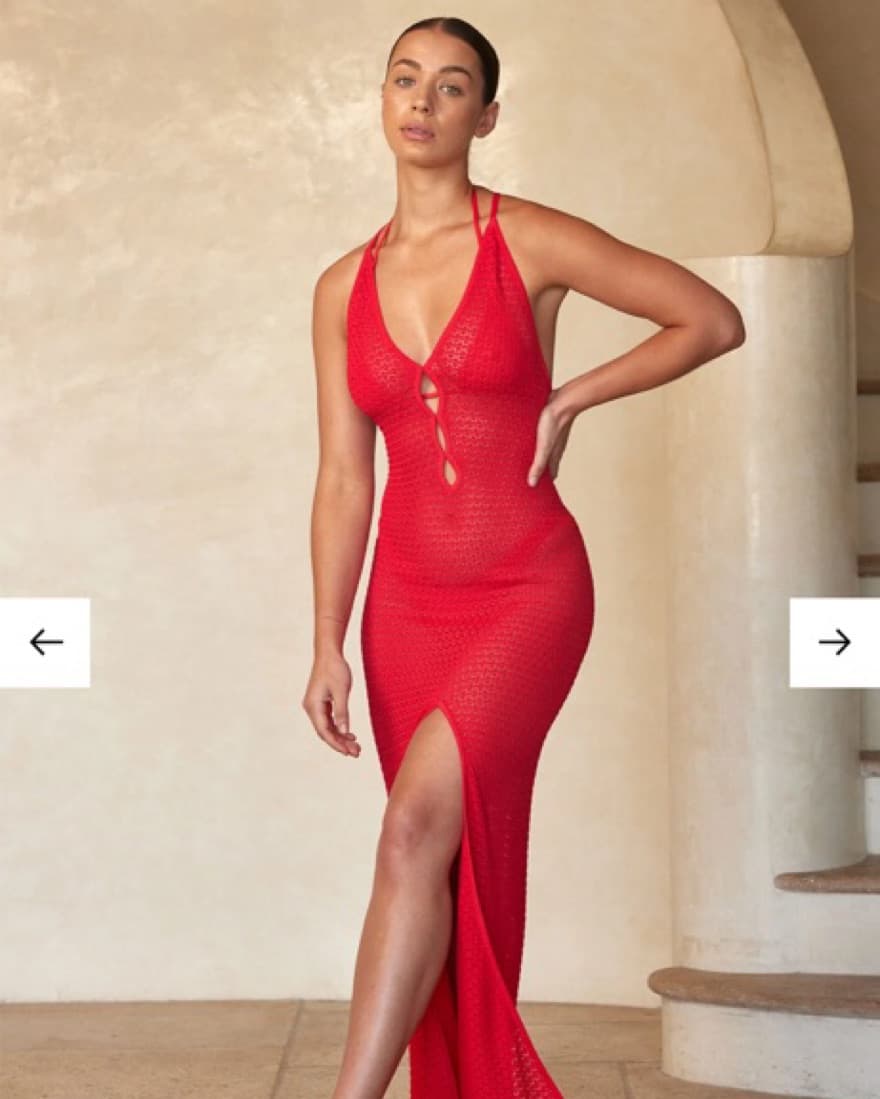 Monday Swimwear Red Crochet Dress - Image 1